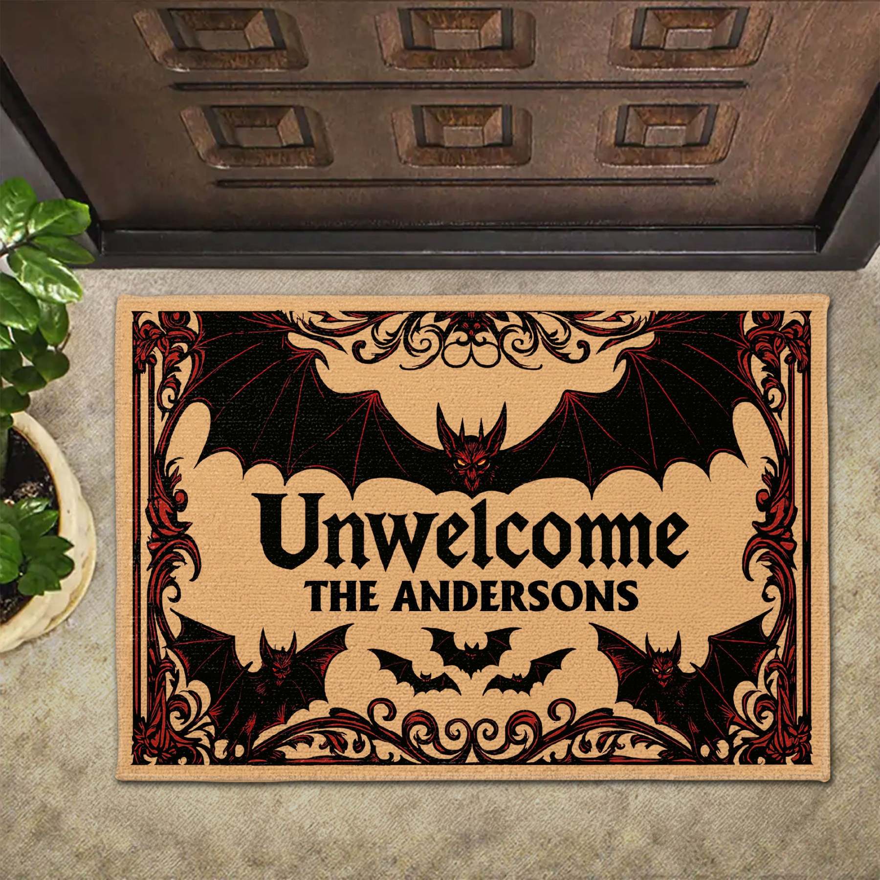 Unwelcome Doormat With Bats Design,Custom Doormat,Gift For Homeowners