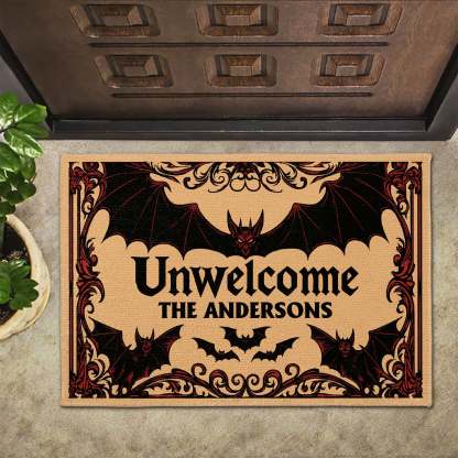 Unwelcome Doormat With Bats Design,Custom Doormat,Gift For Homeowners
