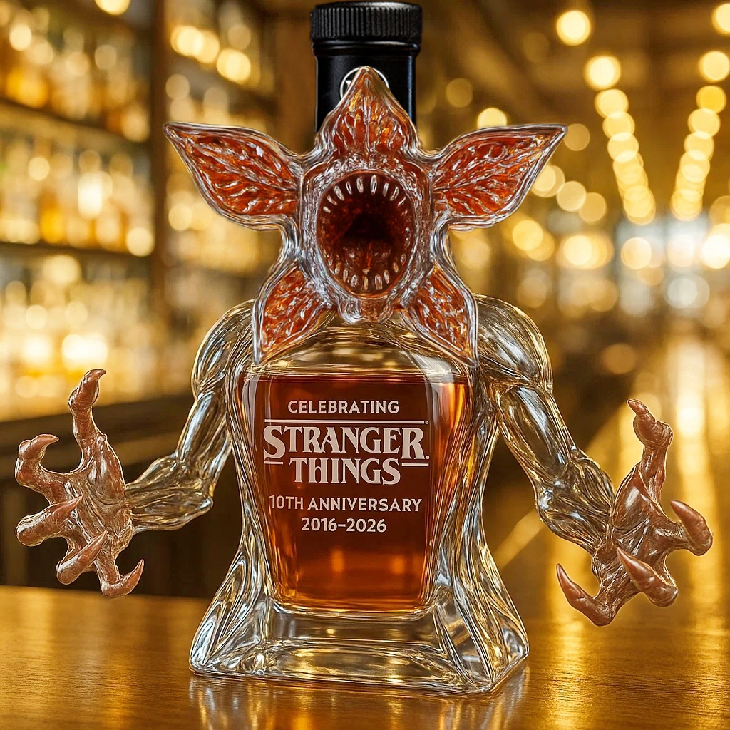 Demogorgon whiskey bottle celebrating Stranger Things' 10th anniversary