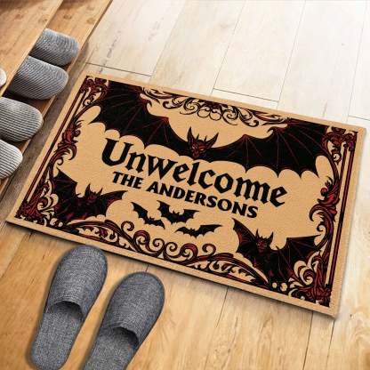Unwelcome Doormat With Bats Design,Custom Doormat,Gift For Homeowners