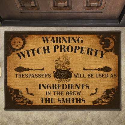 Warning Witch Property, Personalized Custom Doormat, Gift For Witchcraft Enthusiasts