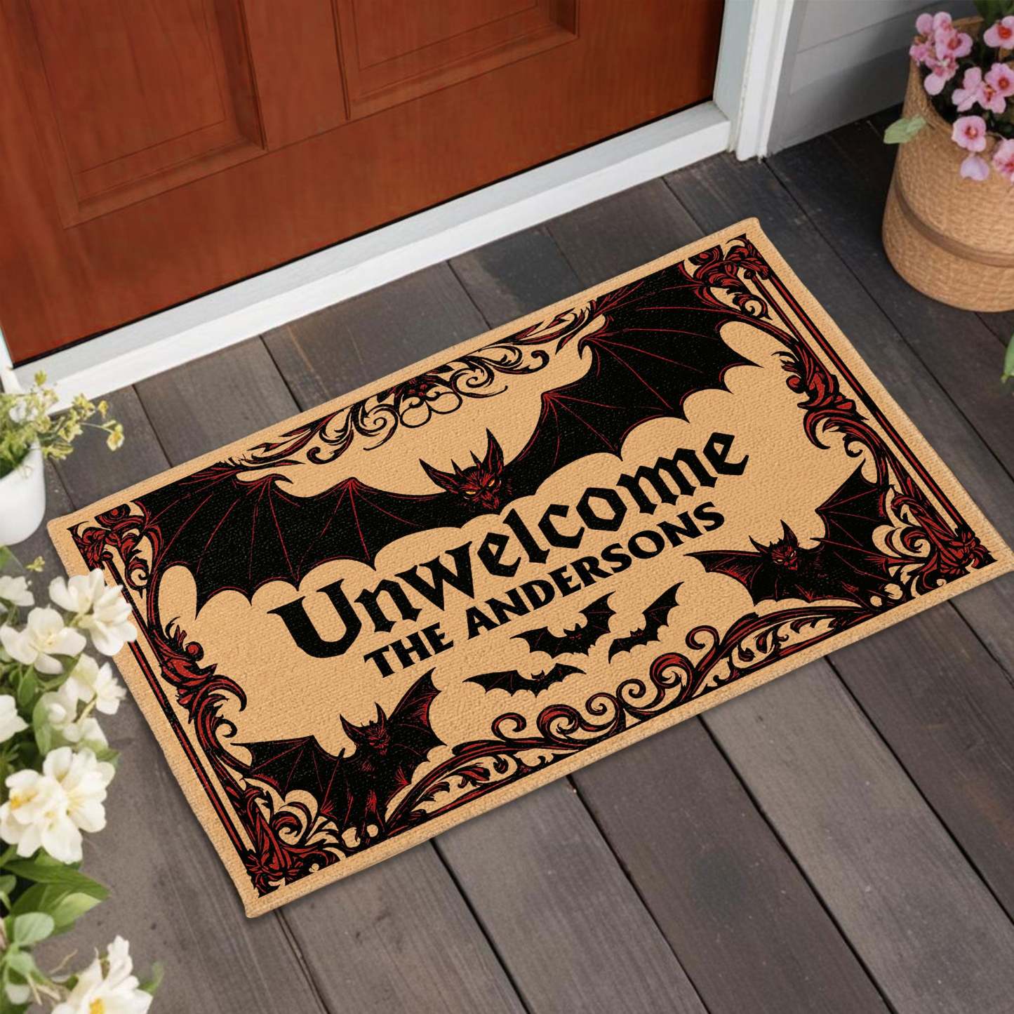 Unwelcome Doormat With Bats Design,Custom Doormat,Gift For Homeowners