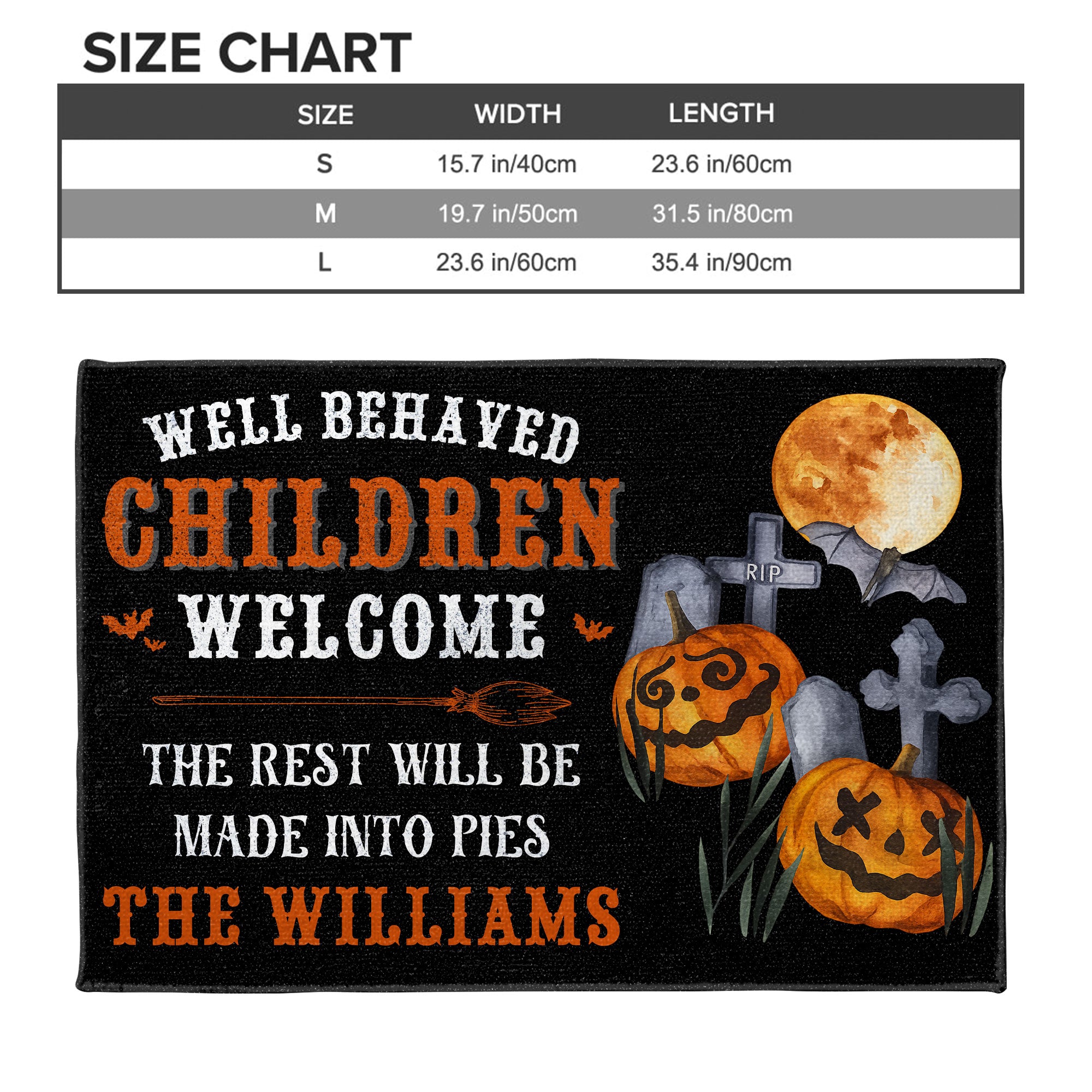 Well Behaved Children Welcome, Made Into Pies, Fall Decor, Custom Doormat, Gift For Family and Friends