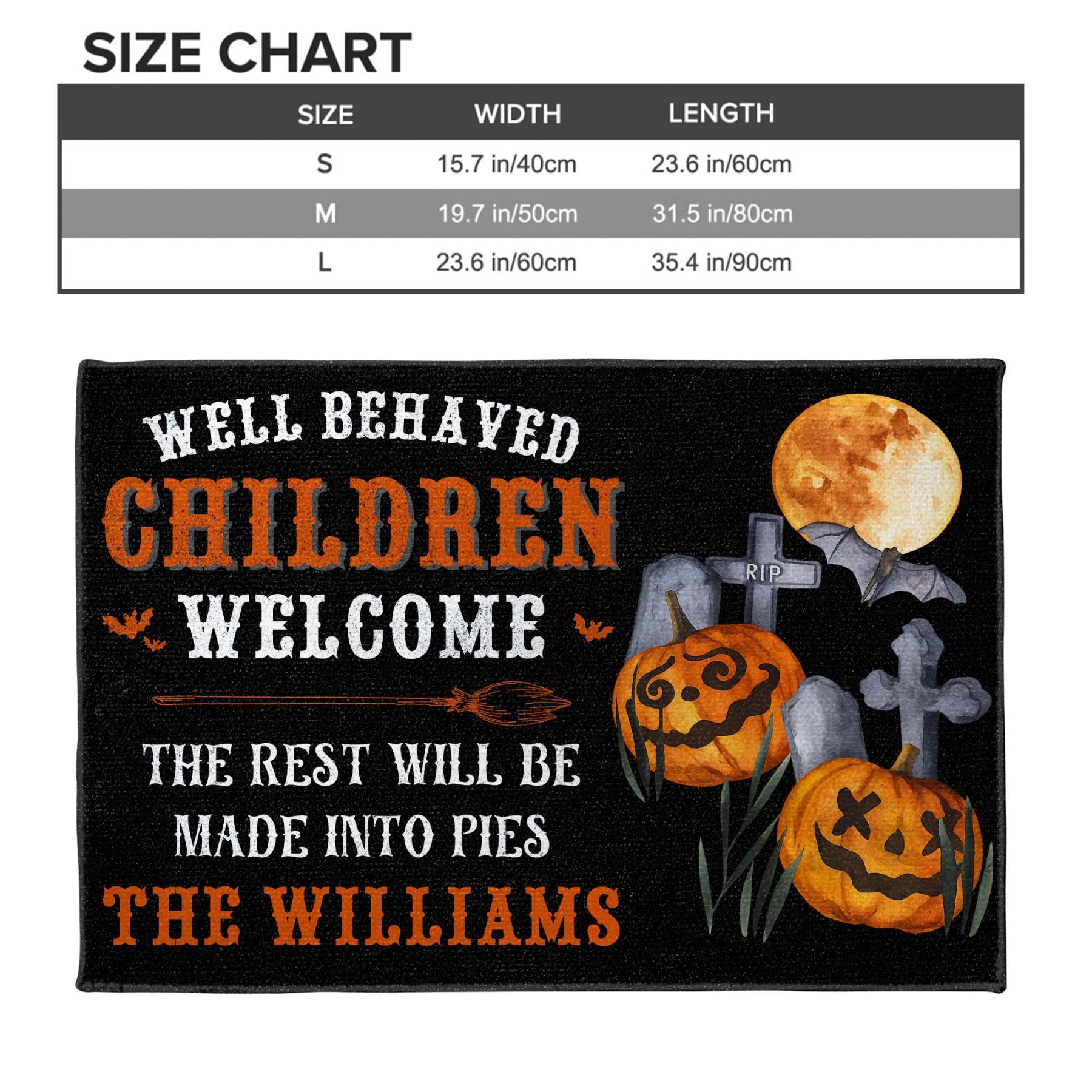 Well Behaved Children Welcome, Made Into Pies, Fall Decor, Custom Doormat, Gift For Family and Friends