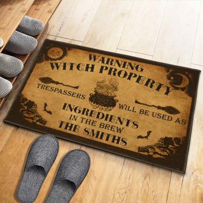 Warning Witch Property, Personalized Custom Doormat, Gift For Witchcraft Enthusiasts