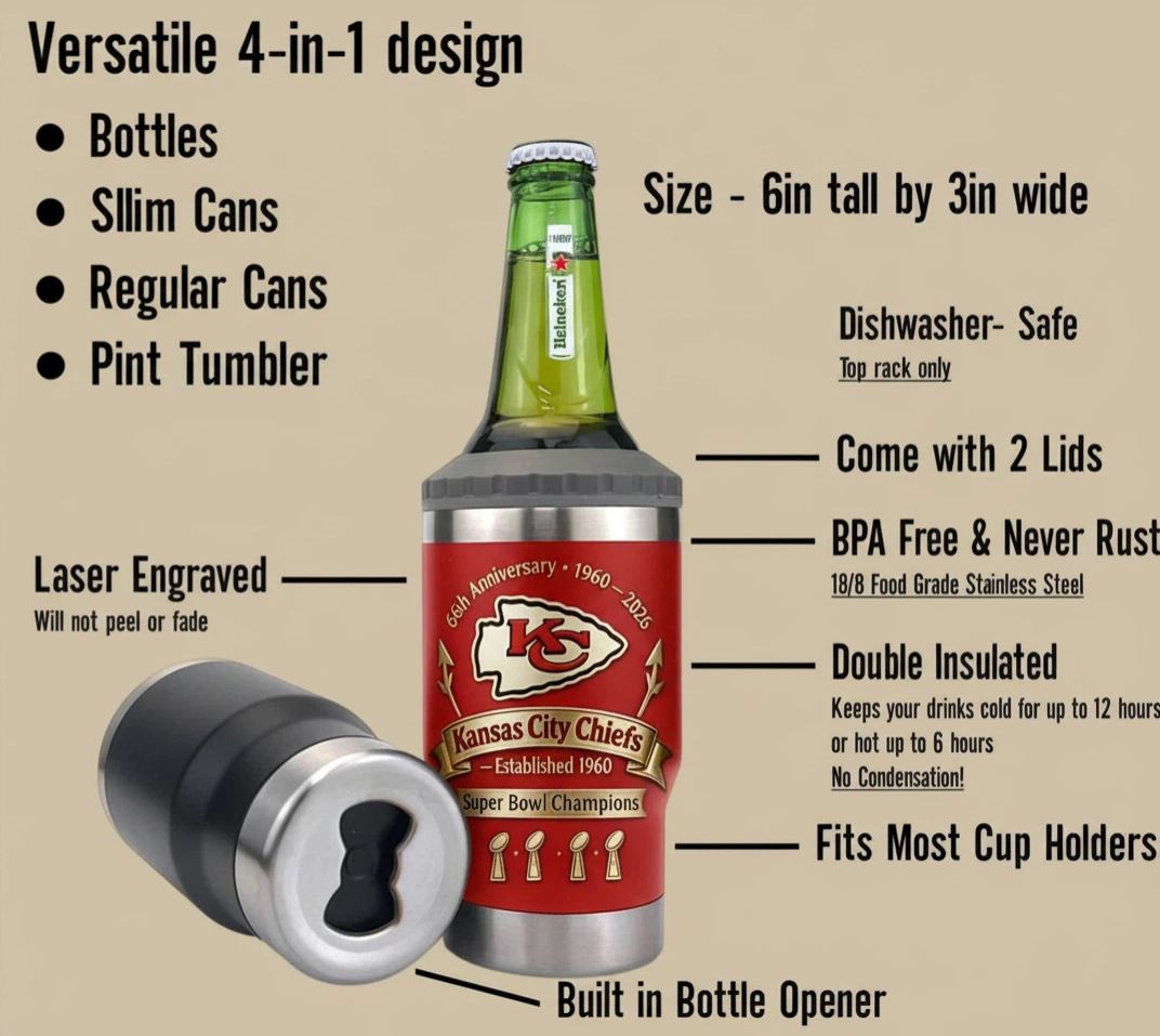 Kansas City Chiefs �C 1960�C2026 Anniversary Edition Can Cooler
