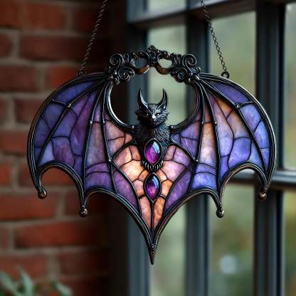 Mystical Purple Bat Acrylic Window, Acrylic Window Hanging