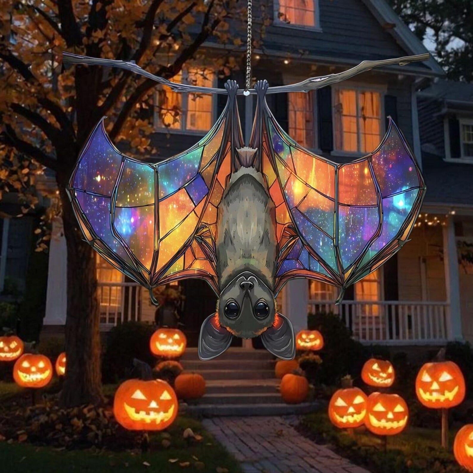 Upside Down Bat Colorful Acrylic Window Suncatcher