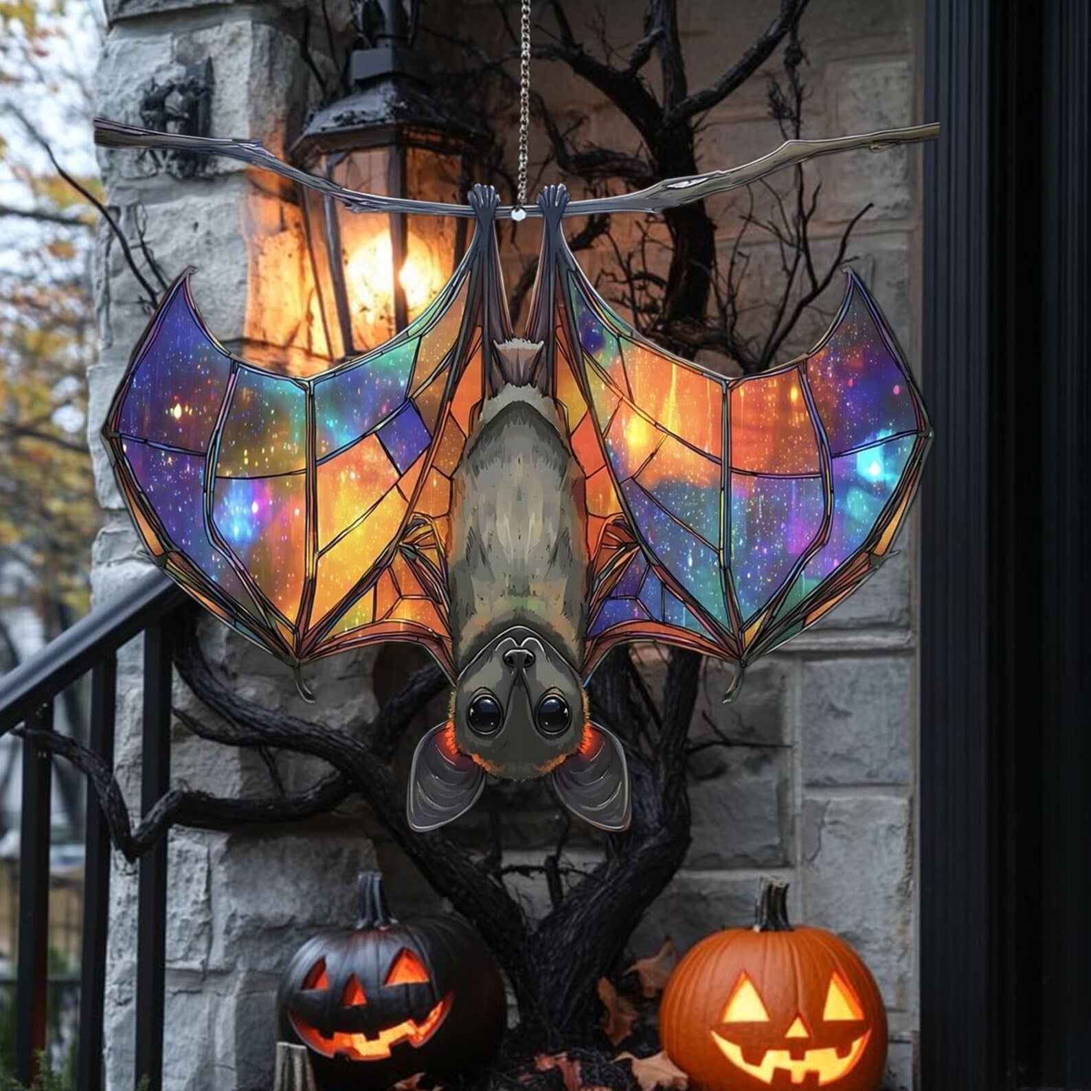 Upside Down Bat Colorful Acrylic Window Suncatcher