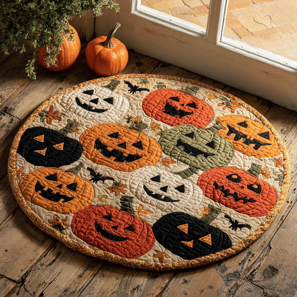 Halloween Theme Quilted Round Mat