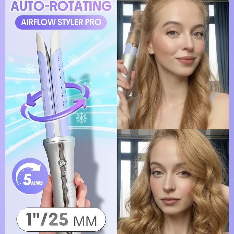 Professional Cool Air Styler: Zero Burn Automatic Rotating Curling Iron for Beginners