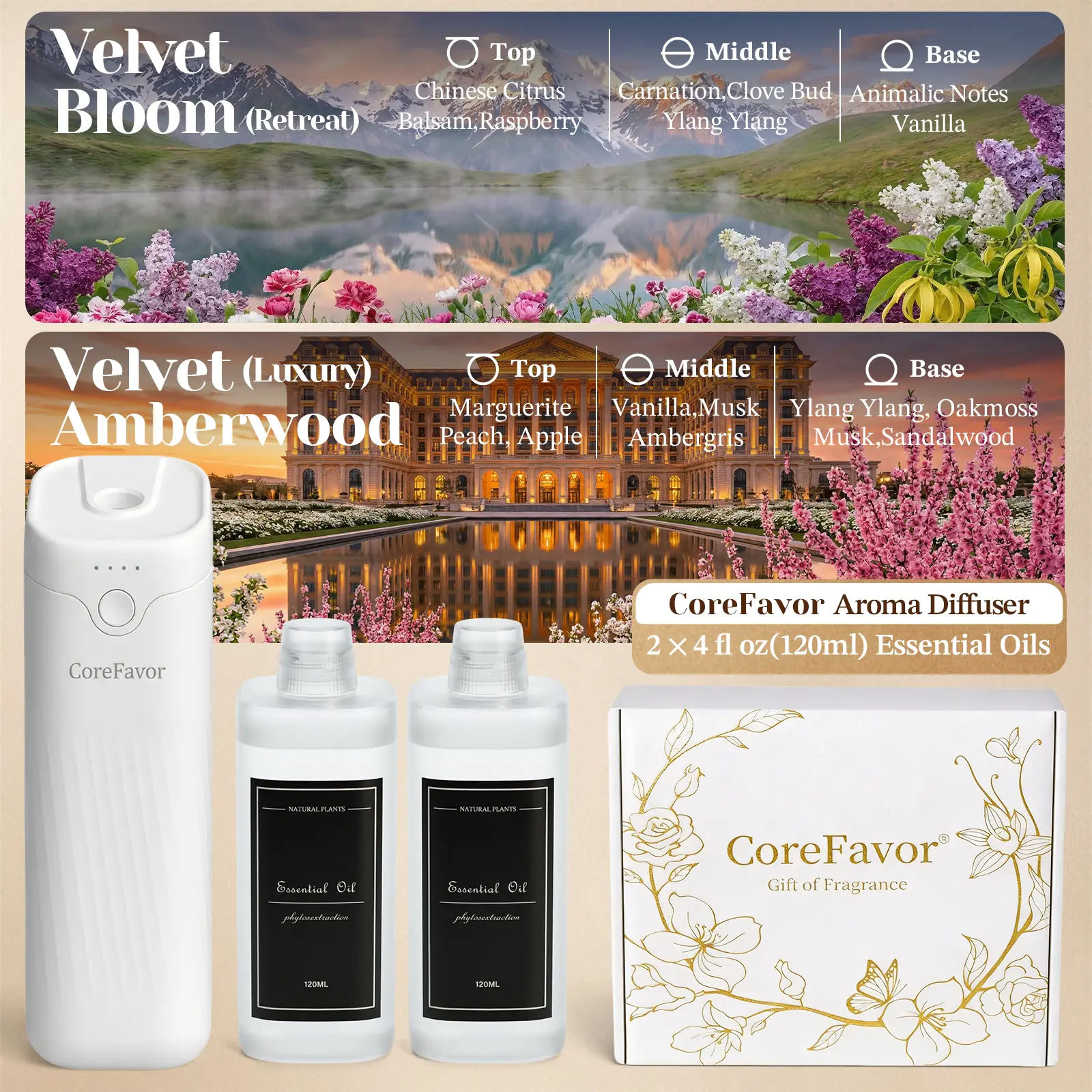 Luxury Wall-Mount Odor Eliminator: Intelligent 4-Speed Rechargeable Essential Oil Diffuser