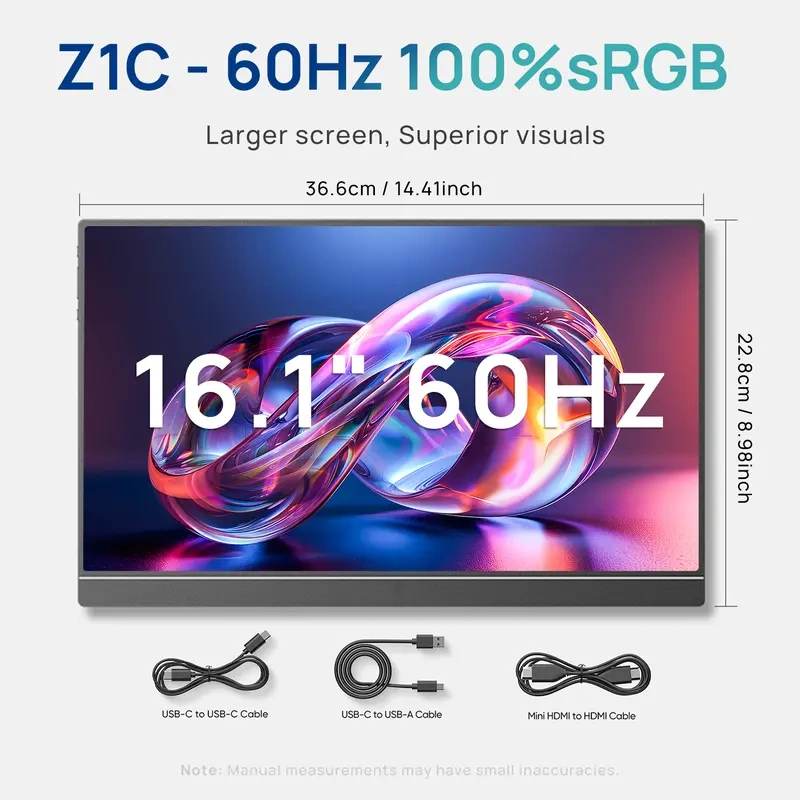 Anniversary Sale:16.1/17.3 Inch Portable Monitor 144Hz 1080P FHD Laptop Screen Extender, IPS HDR Computer Display External Screen for Laptop PC Mac Phone Xbox Switch PS5, Work from Home