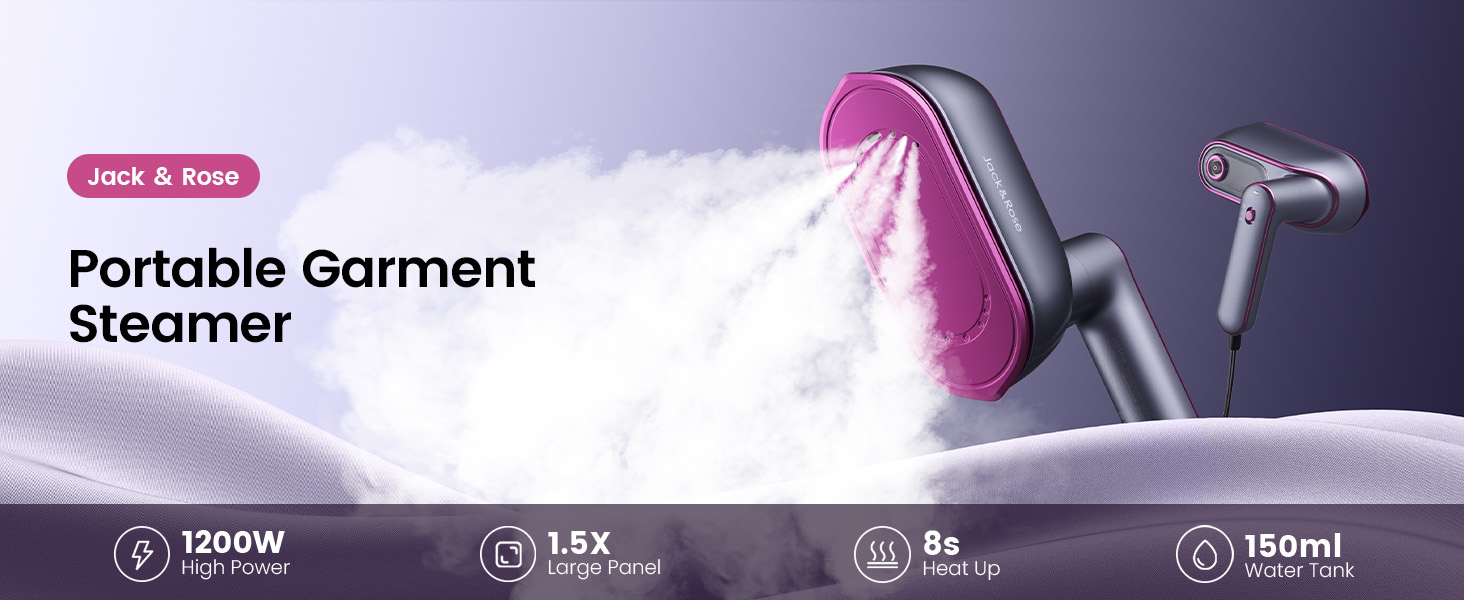 Portable garment steamer and iron with collapsible handle