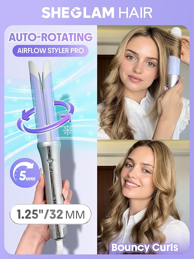 Professional Cool Air Styler: Zero Burn Automatic Rotating Curling Iron for Beginners