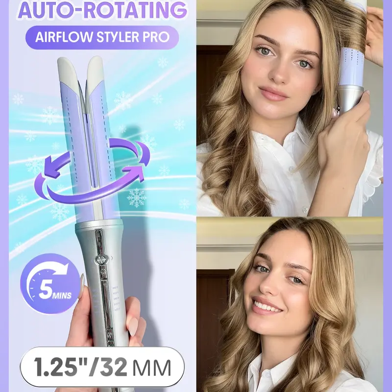 Professional Cool Air Styler: Zero Burn Automatic Rotating Curling Iron for Beginners