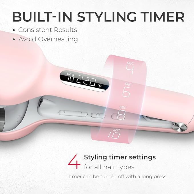 1.25" Ionic 3-Barrel Beach Waver: Ceramic Anti-Scald Deep Hair Curler ✨