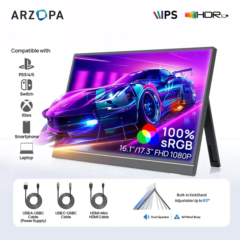 Anniversary Sale:16.1/17.3 Inch Portable Monitor 144Hz 1080P FHD Laptop Screen Extender, IPS HDR Computer Display External Screen for Laptop PC Mac Phone Xbox Switch PS5, Work from Home