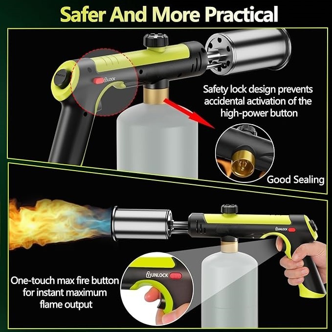 Powerful Propane Torch Gun with Safety Lock for BBQ, Cooking and Camping