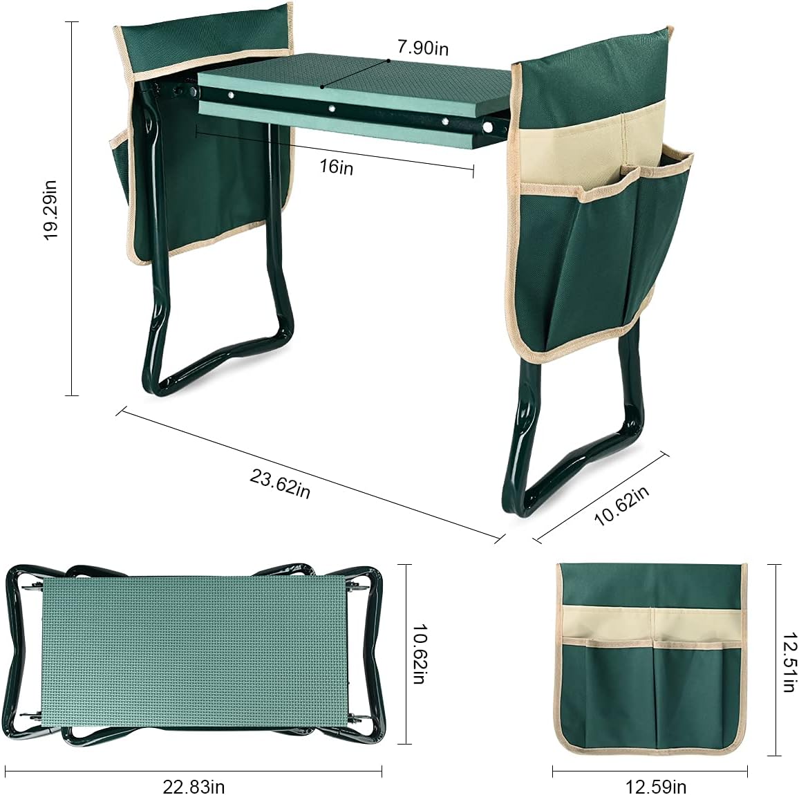 2-in-1 Foldable Garden Kneeler and Seat with Ergonomic Gardening Bench Design