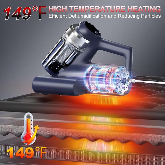 16kPa Bed Vacuum Cleaner: 149°F Heat & UV-C Sterilization ✨