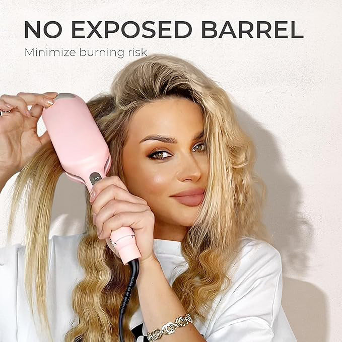 1.25" Ionic 3-Barrel Beach Waver: Ceramic Anti-Scald Deep Hair Curler ✨