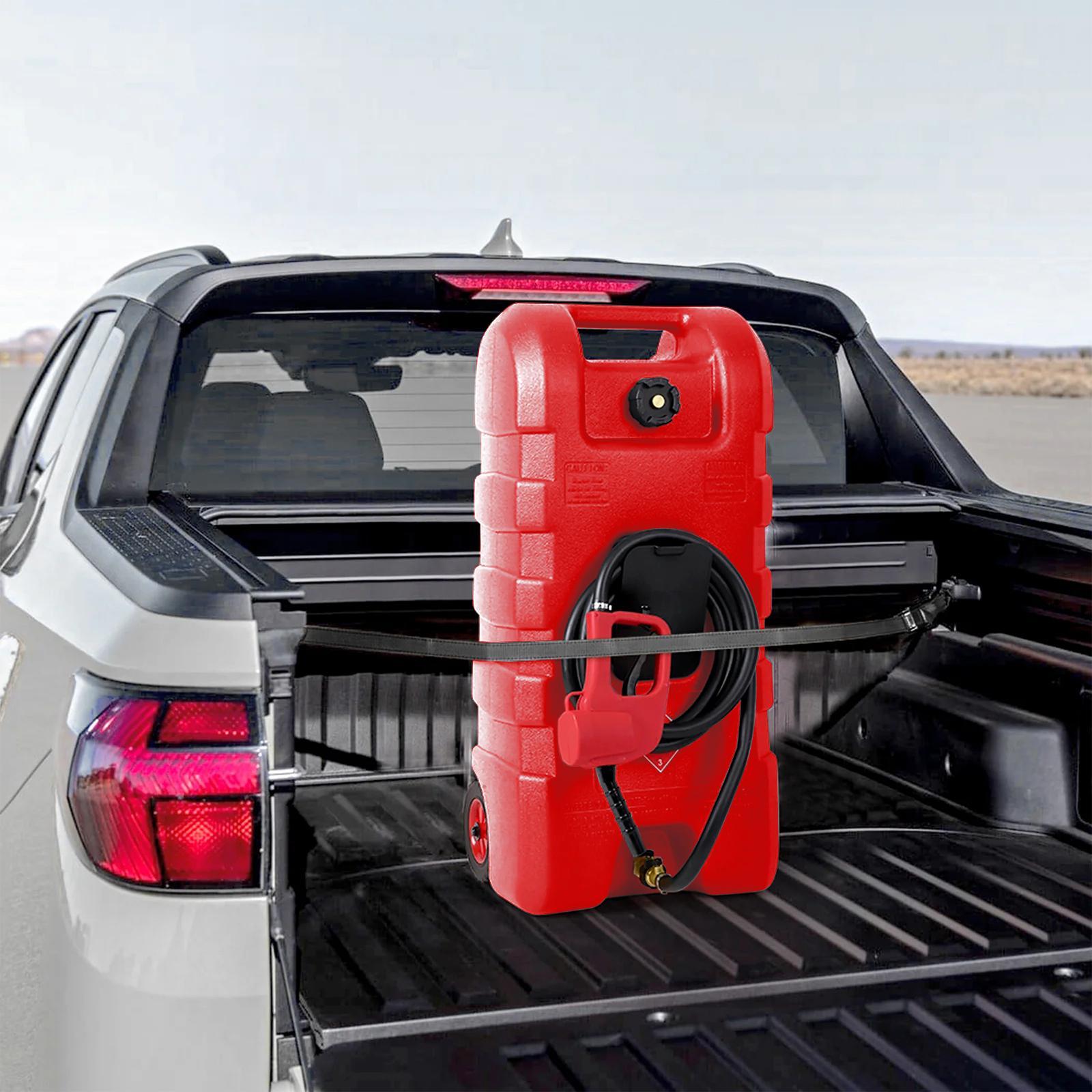 【Fathersdaygift】GARVEE 15 Gallon Portable Fuel Caddy with LE Pump & 10ft Hose for Gasoline Diesel Storage on Wheels for Cars Lawn Mowers ATVs Boats Red Yellow Gray Options - Convenience
