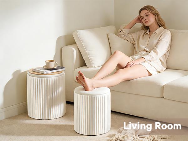 Living room footrest with tray top