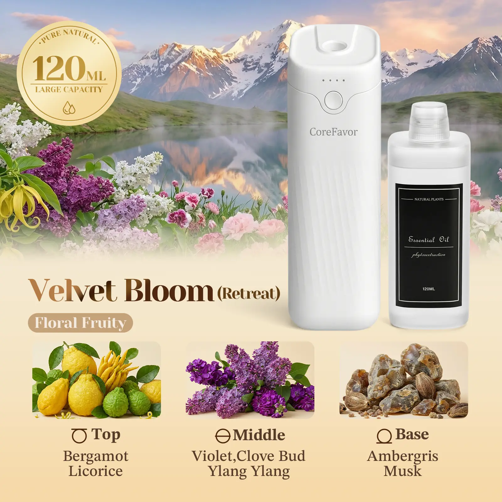 Luxury Wall-Mount Odor Eliminator: Intelligent 4-Speed Rechargeable Essential Oil Diffuser