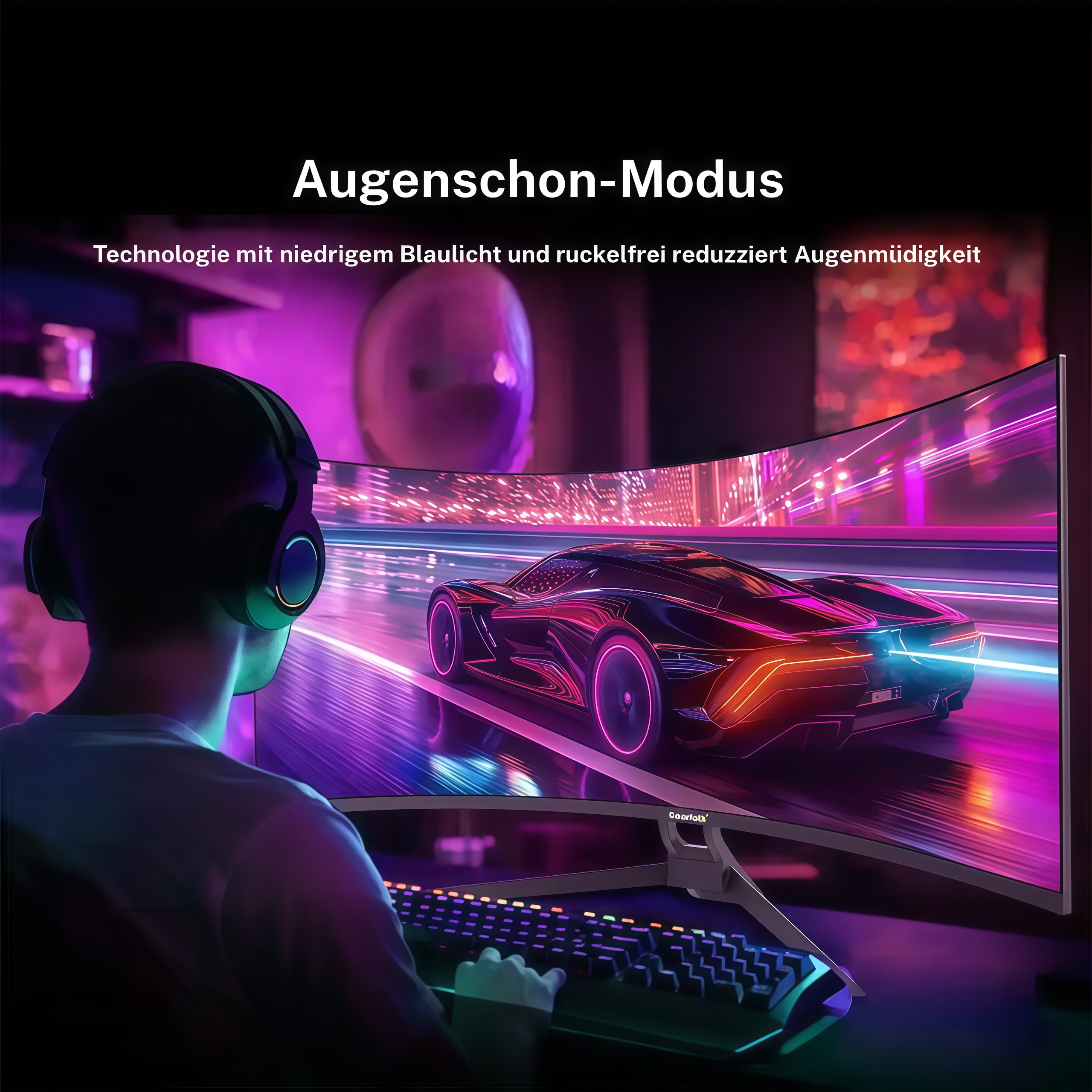 24/27/32/34 Zoll Curved Gaming Monitor 200Hz 1500/3000R WQHD (3440x1440) 4K mit Freesync, DisplayPort, HDMI, wandmontierbar