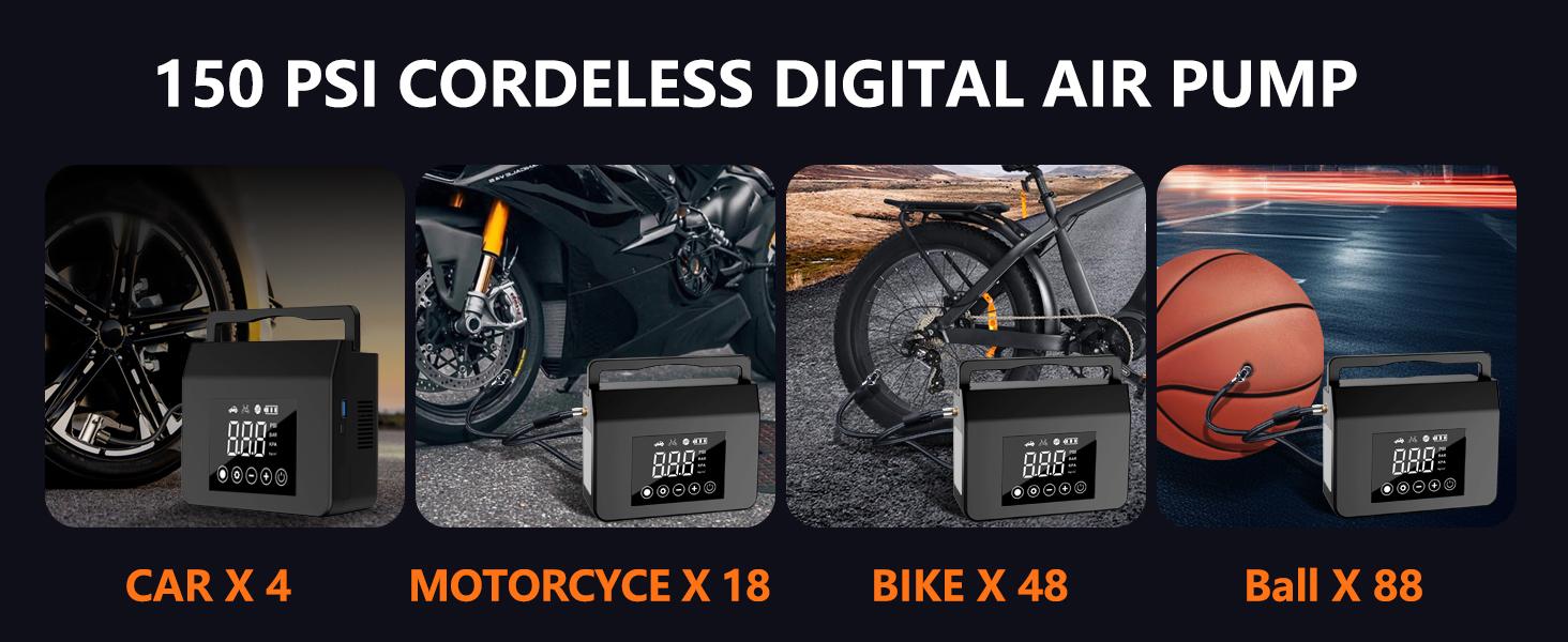 Inflating car tire using portable compressor