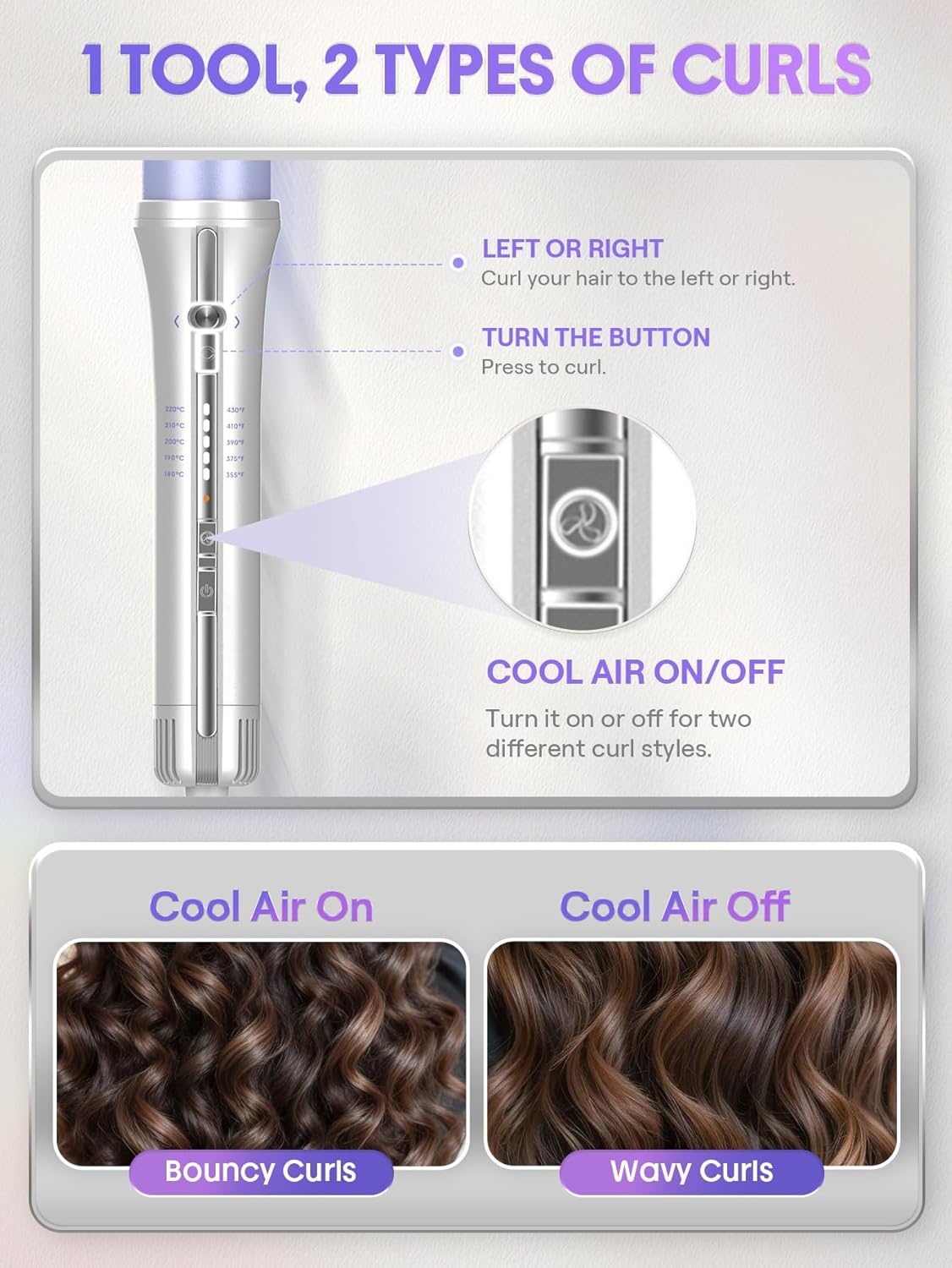 Professional Cool Air Styler: Zero Burn Automatic Rotating Curling Iron for Beginners