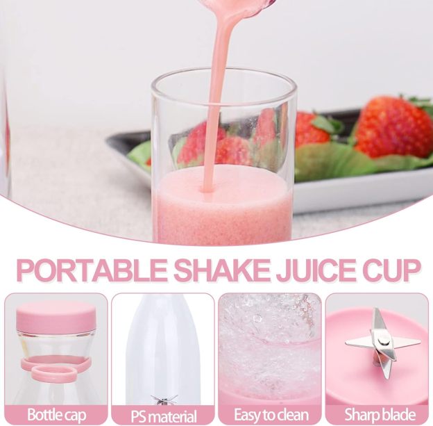 Blender - Mixer Smoothie Maker, 380 ml Rechargeable USB Stand Blender