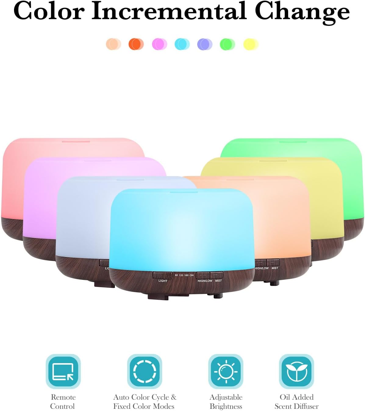 🔥Pet Safe 500ml Aroma Diffuser 7 Colors Remote Control Home Office Light-Wood