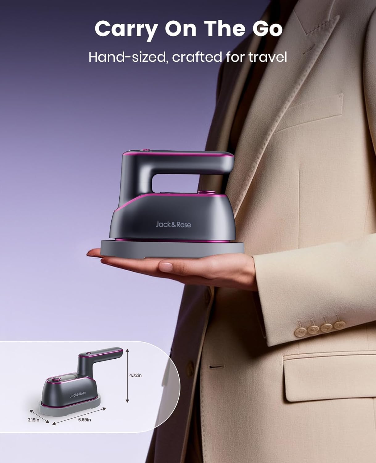 1200W Travel Steamer Iron, 8s Fast Heat-Up Portable Handheld Steamer with Ceramic Panel
