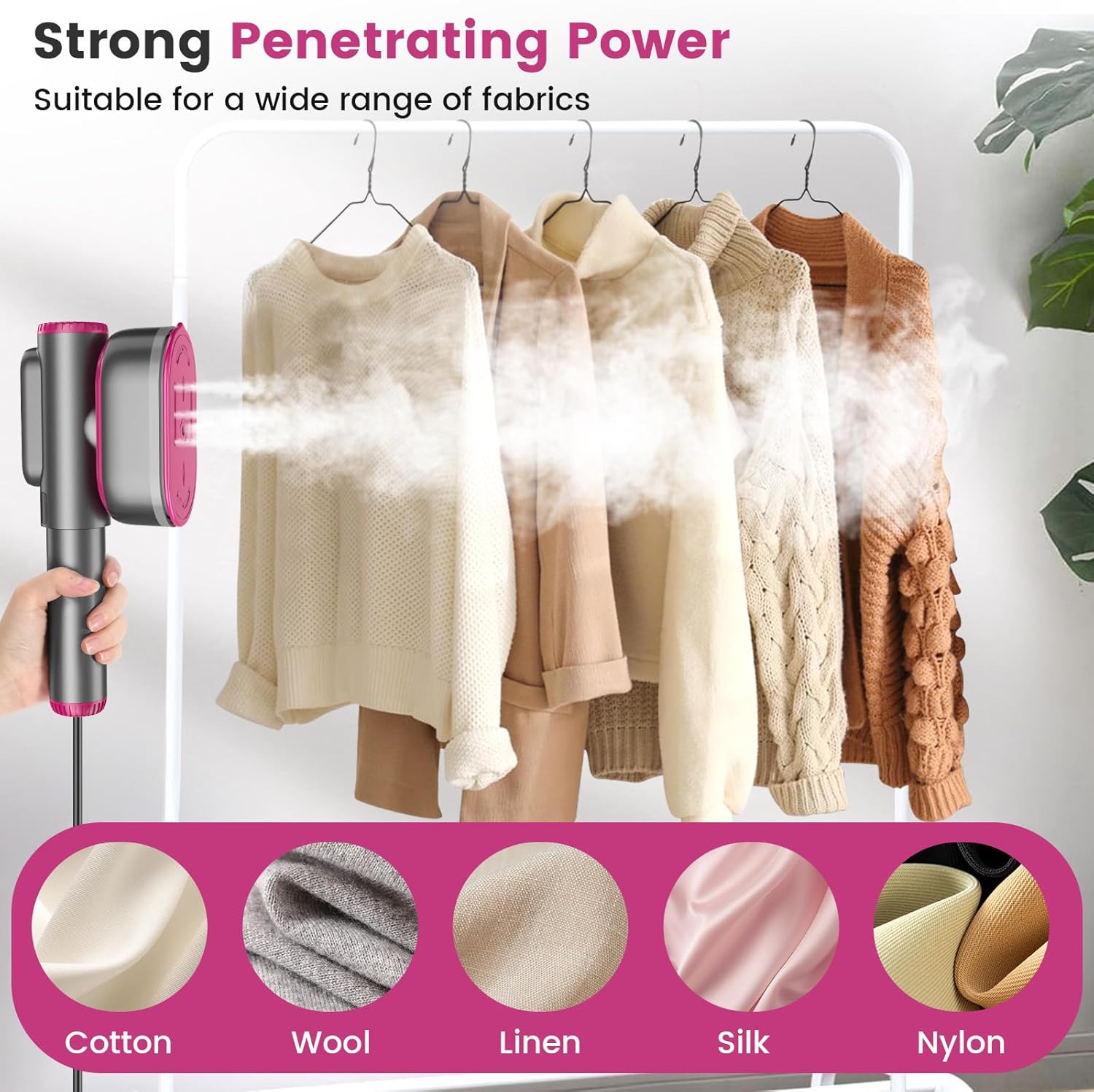 Portable Handheld Steamer for Clothes: 15s Fast Heat-up LCD Display Travel Iron