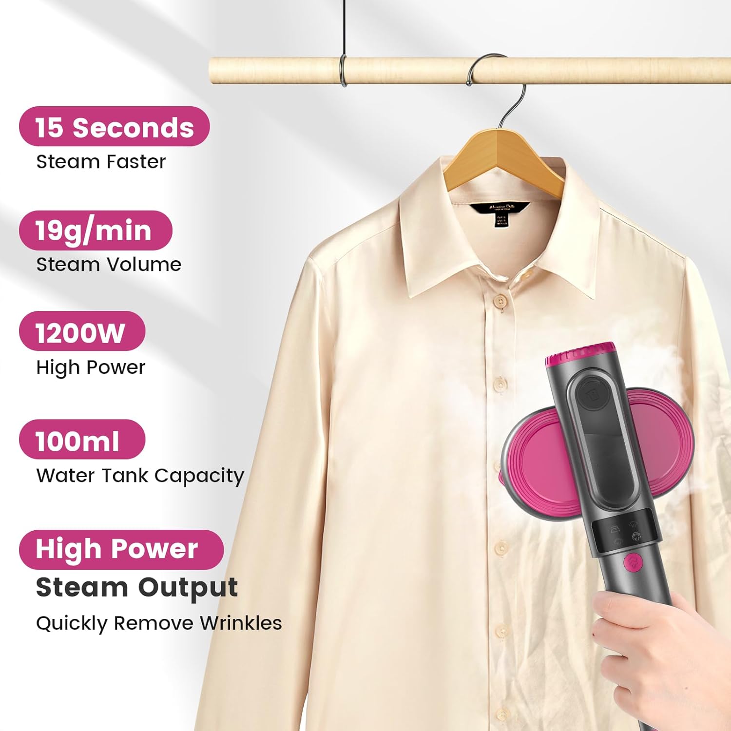 Portable Handheld Steamer for Clothes: 15s Fast Heat-up LCD Display Travel Iron