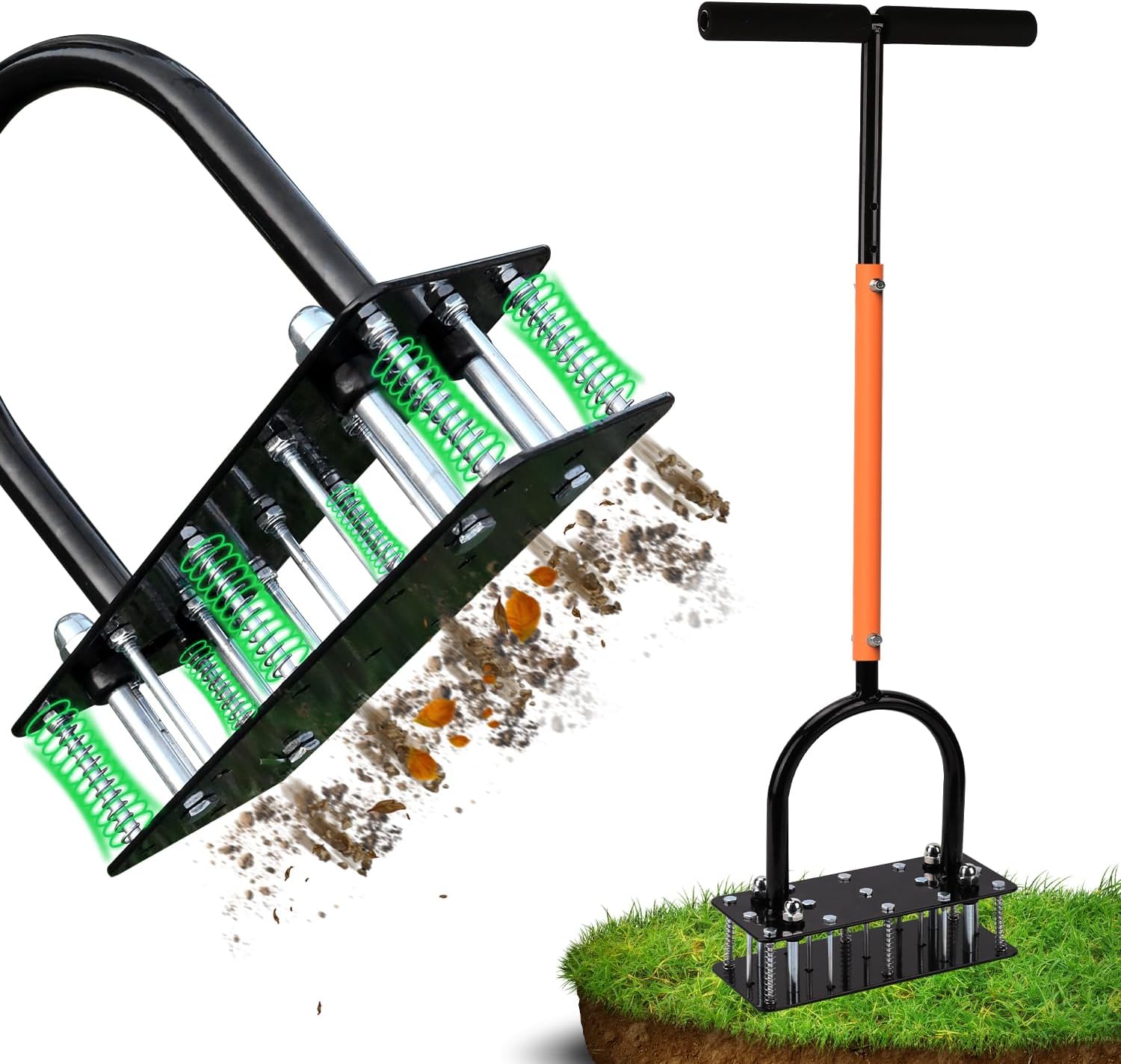 Heavy Duty Lawn Aerator | 15-Spike Self-Cleaning Design