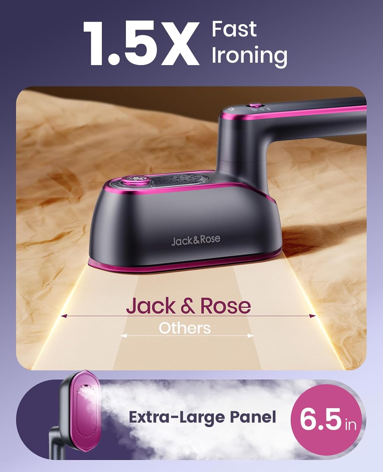 1200W Travel Steamer Iron, 8s Fast Heat-Up Portable Handheld Steamer with Ceramic Panel