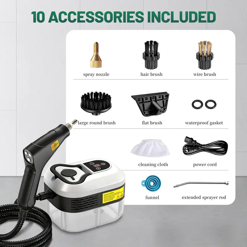 Portable 10-in-1 Handheld Steam Cleaner with Adjustable Fast Heat-Up