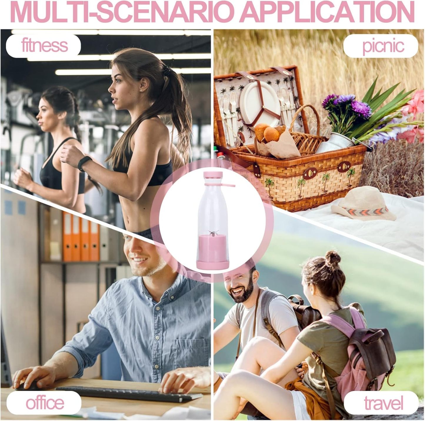 Blender - Mixer Smoothie Maker, 380 ml Rechargeable USB Stand Blender