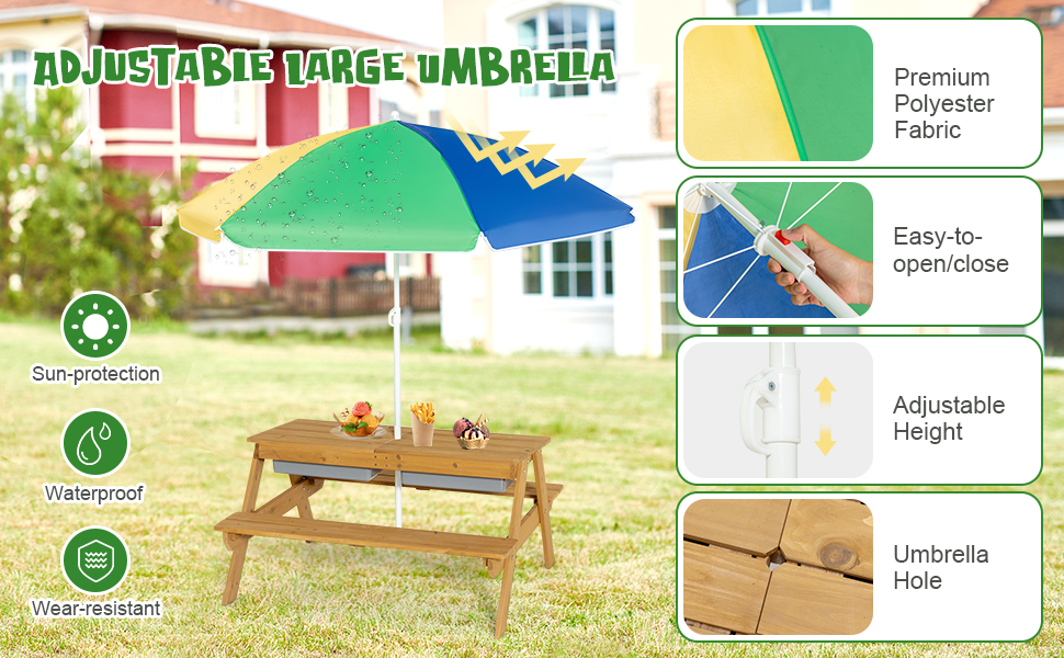 kids picnic table with umbrella