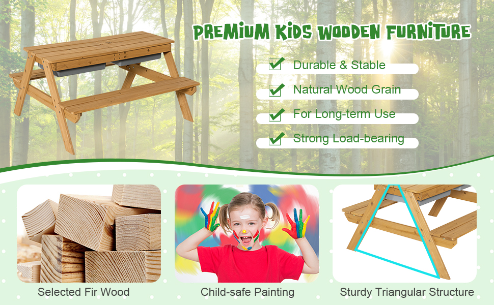 toddler picnic table with Removable Umbrella