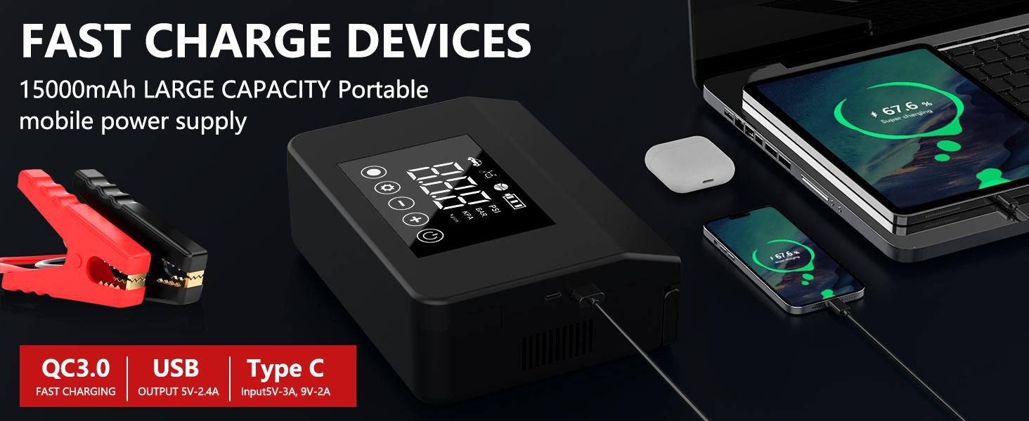 Power bank charging a smartphone via USB