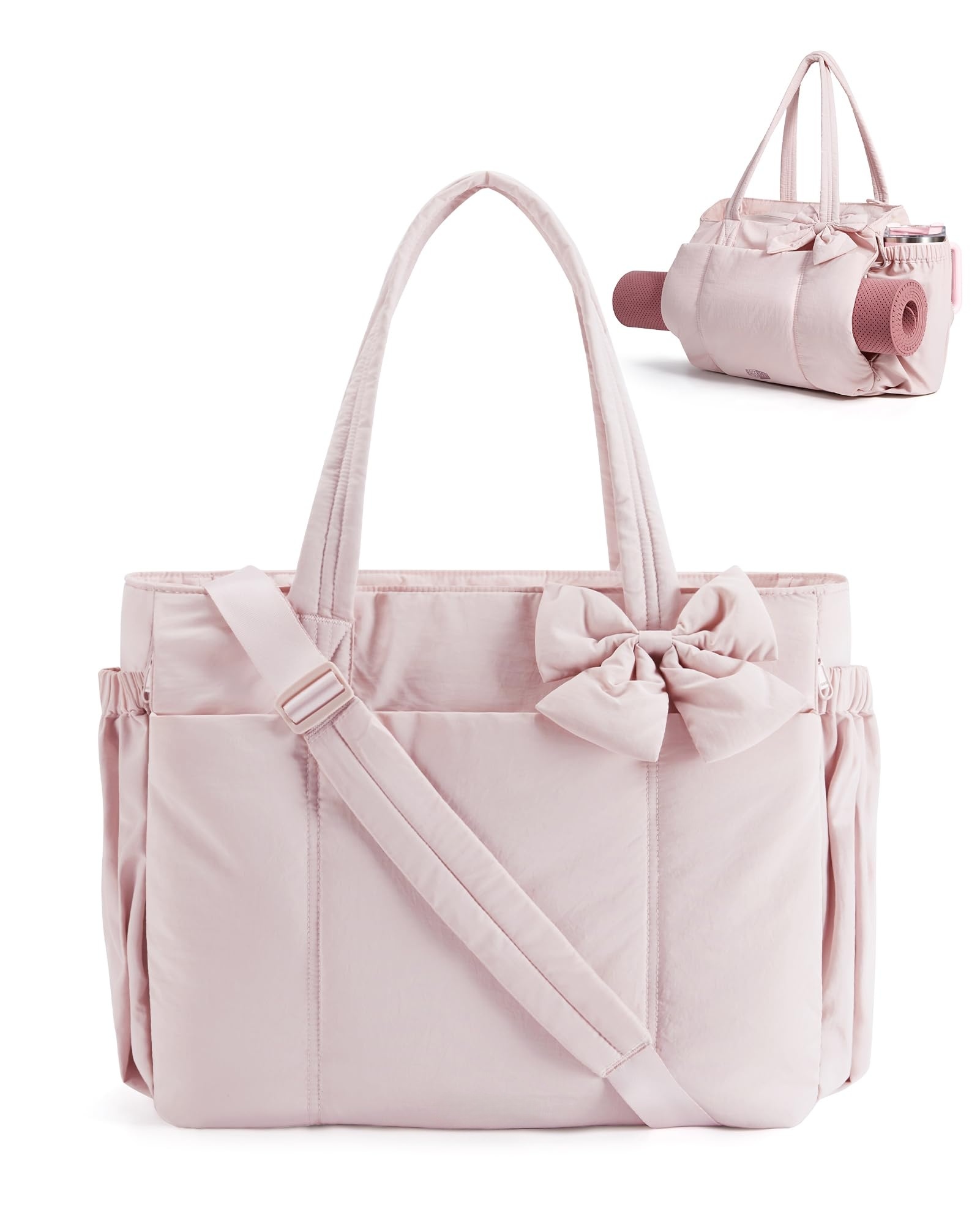 Crush Bow Tote Bag for Women, Large Work Tote with 40oz Tumbl