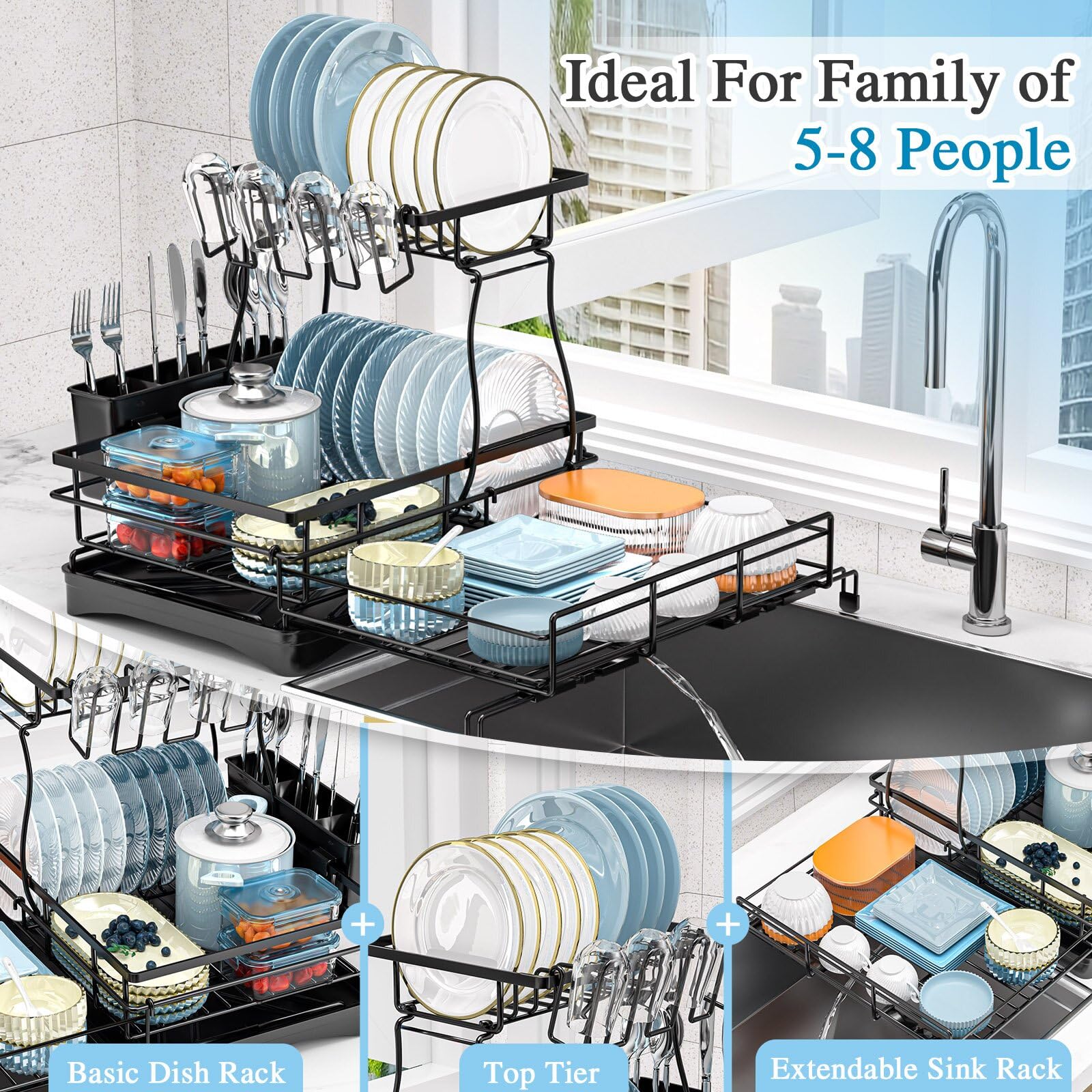 2-Tier Extendable Dish Rack: Anti-Rust Pro Space-Saver
