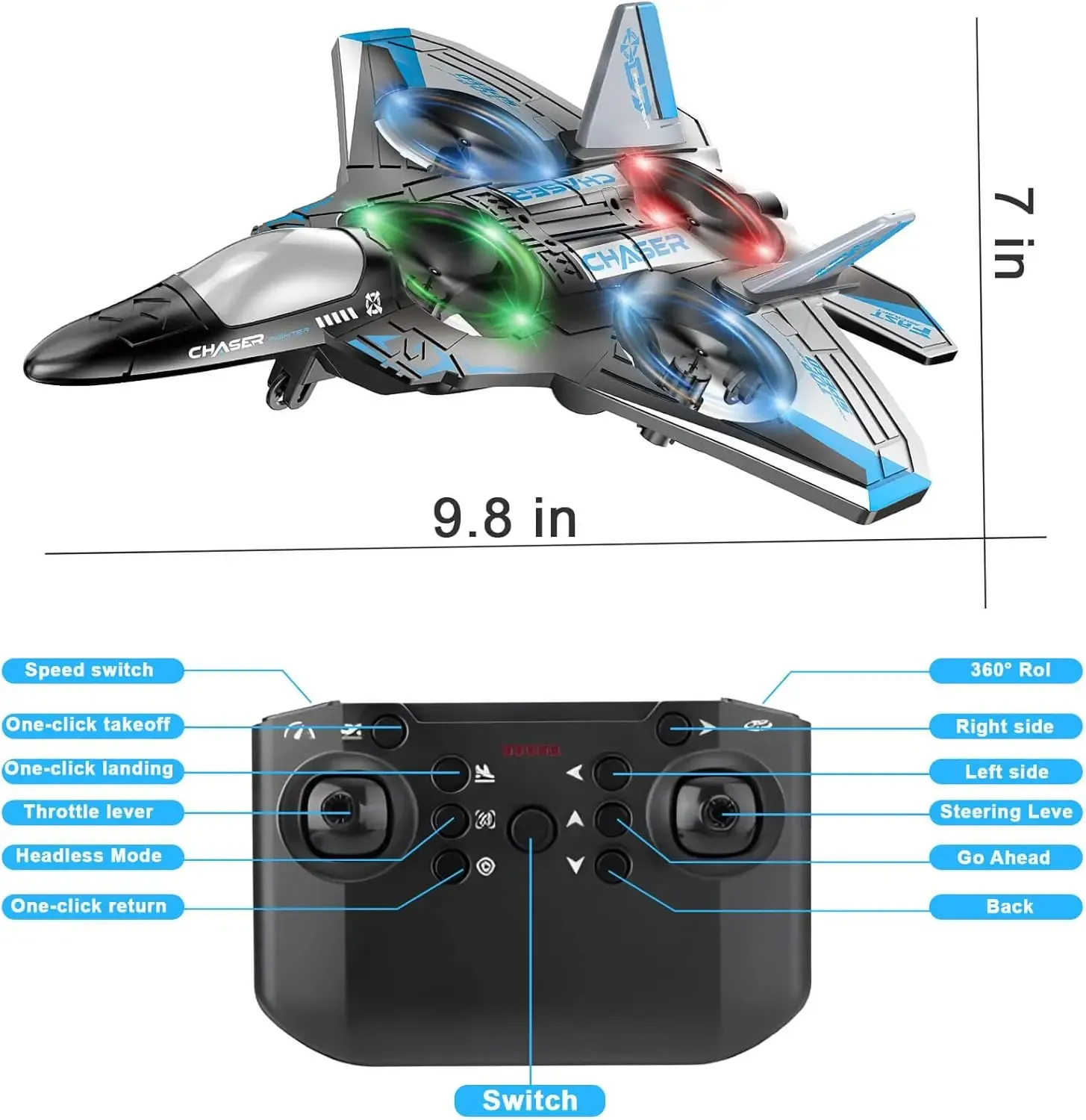 RC Fighter Jet Stunt Plane for Kids - Durable EVA Foam Flying Toy