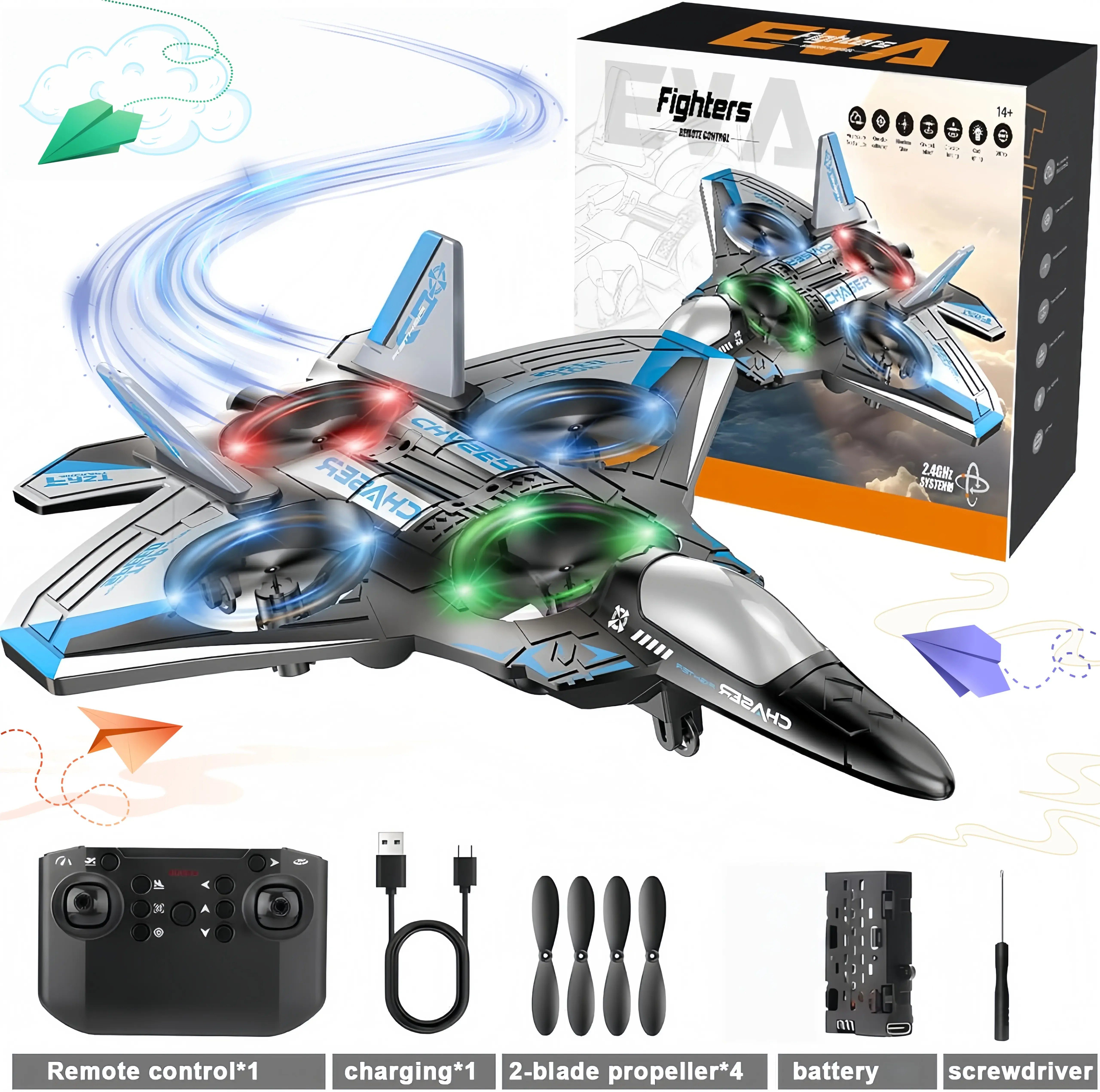 RC Fighter Jet Stunt Plane for Kids - Durable EVA Foam Flying Toy
