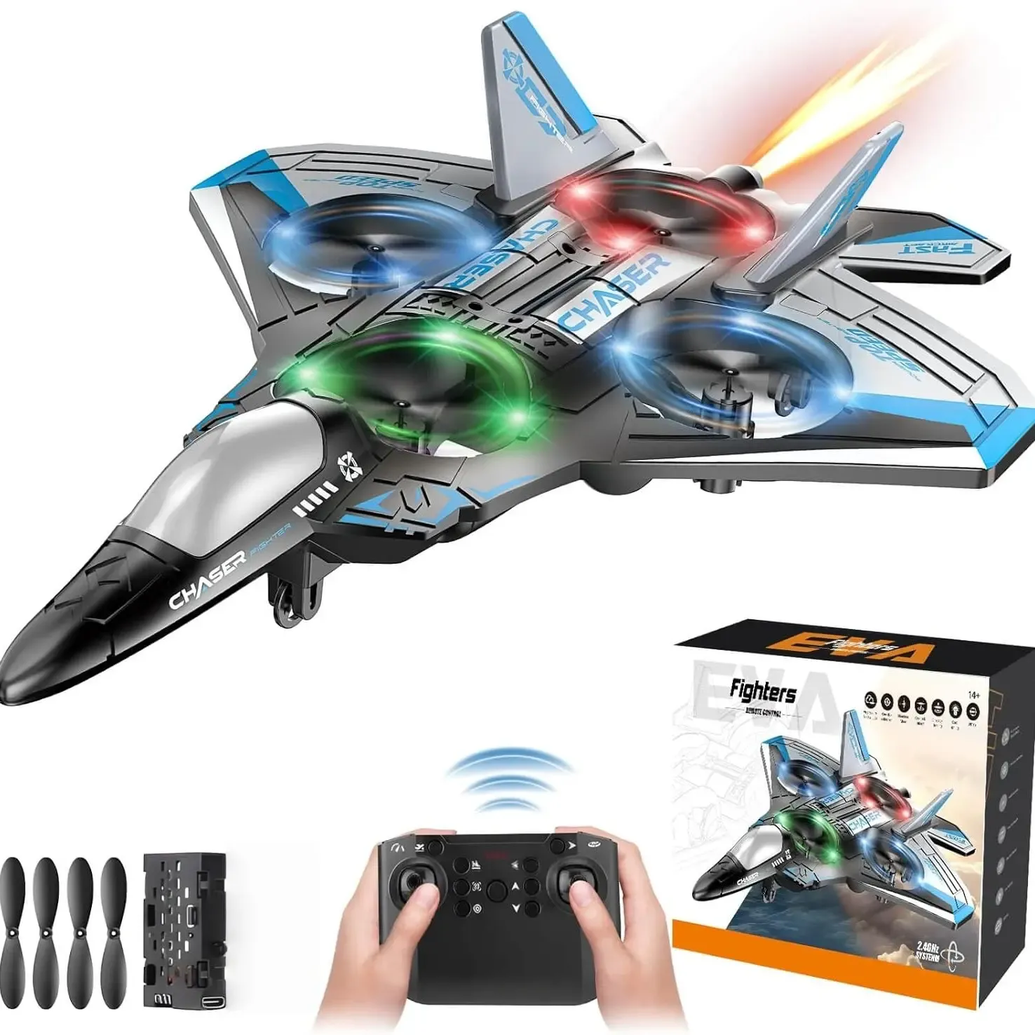 RC Fighter Jet Stunt Plane for Kids - Durable EVA Foam Flying Toy