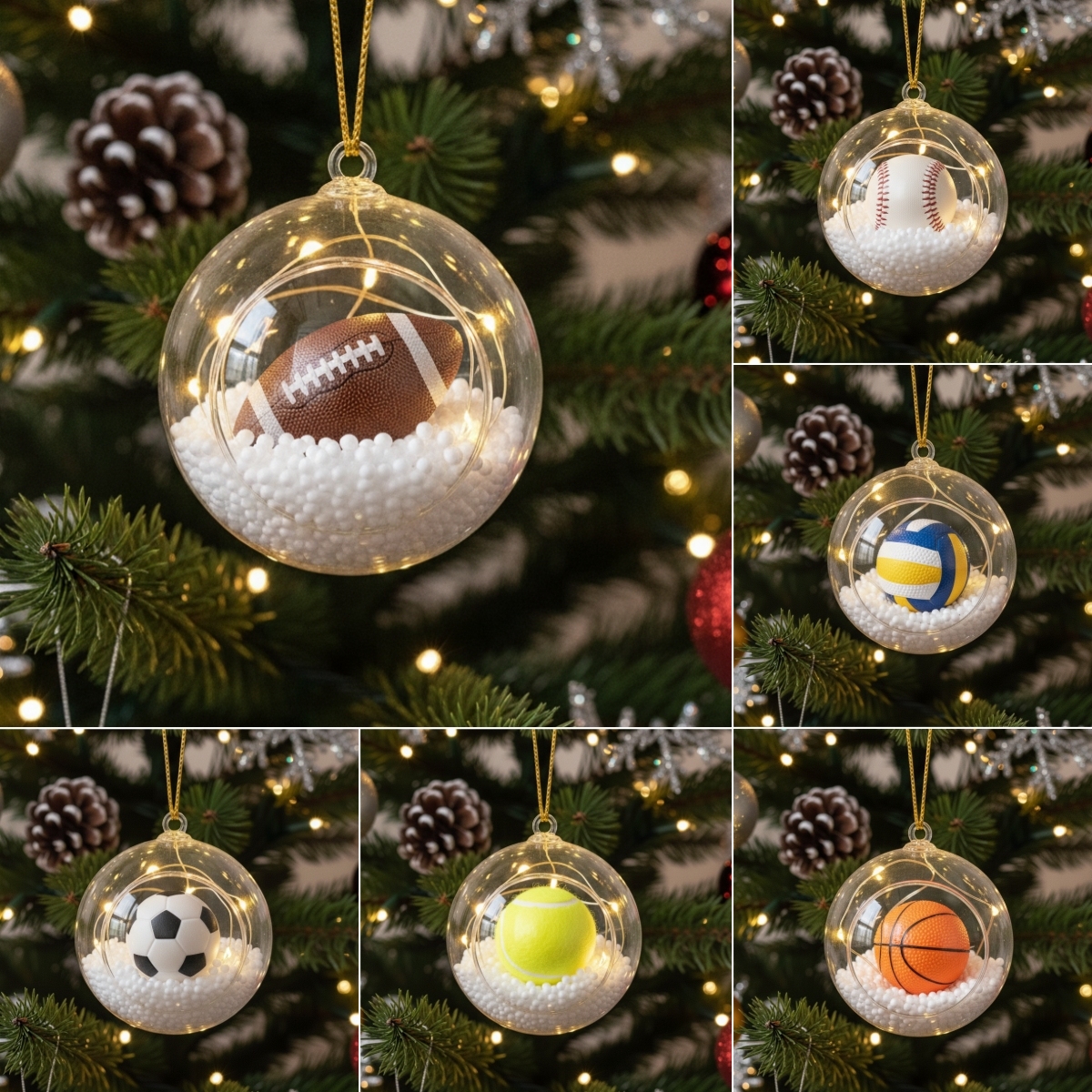 Sports Lover's Delight: Illuminated Sport Ball Christmas Ornaments